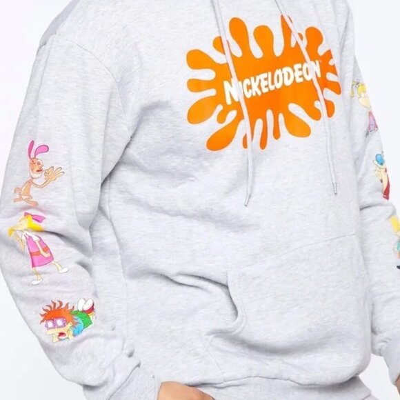 Nickelodeon NWT 90s Cartoon Characters Logo Hoodie Sweatshirt LARGE - Picture 8 of 10